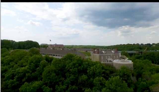 Aerial still of fort snelling.