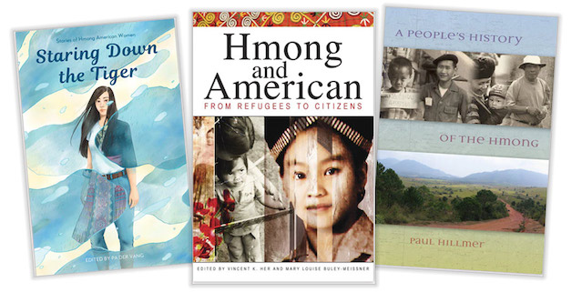 Collage of Hmong related books.